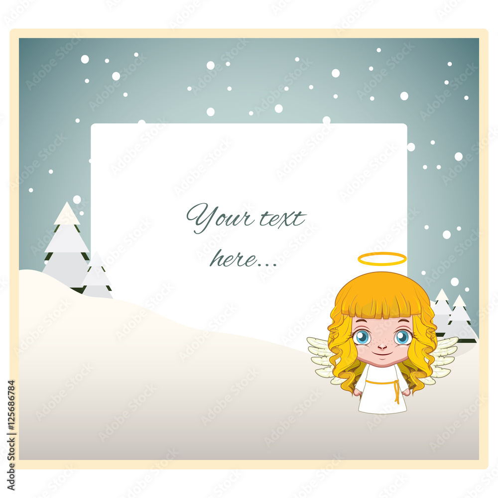 Christmas greeting with a cute angel