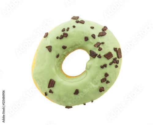 green donut isolated on white background