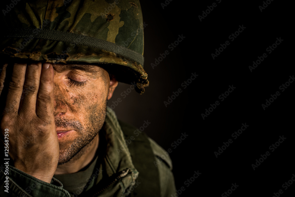 American Soldier - Vietnam War - PTSD - obrazy, fototapety, plakaty 
