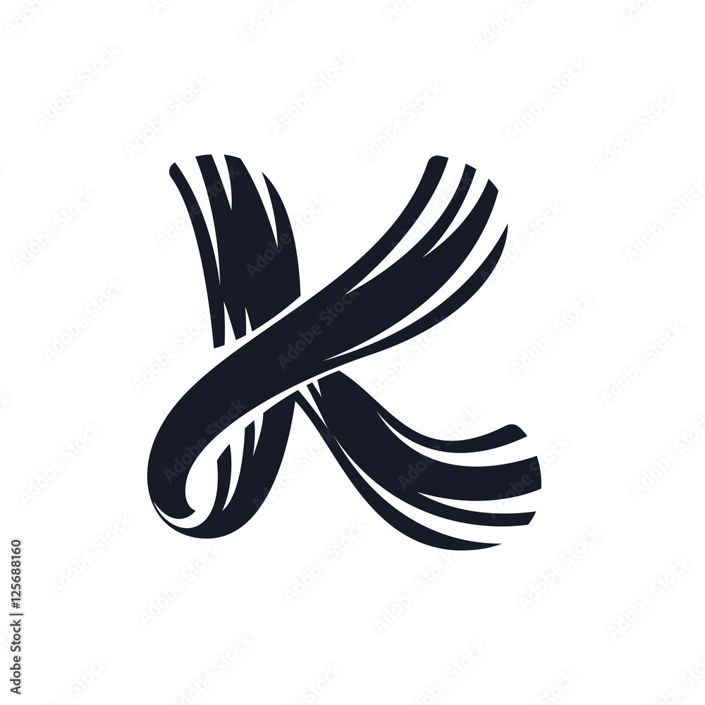 K letter logo script lettering. Vector elegant hand drawn letter K letter logo script lettering. Vector elegant hand drawn letter