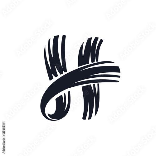 H letter logo script lettering. Vector elegant hand drawn letter