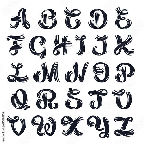 Vector elegant hand drawn alphabet. Script lettering.