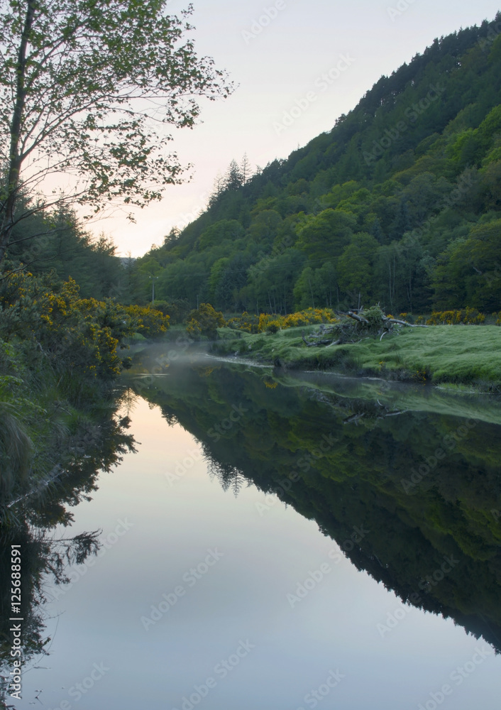 River Avondberg at sunset, mysterious atmosphere, Ireland River Avondberg at sunset, mysterious atmosphere, Ireland