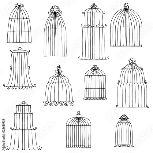 vector bird's cages