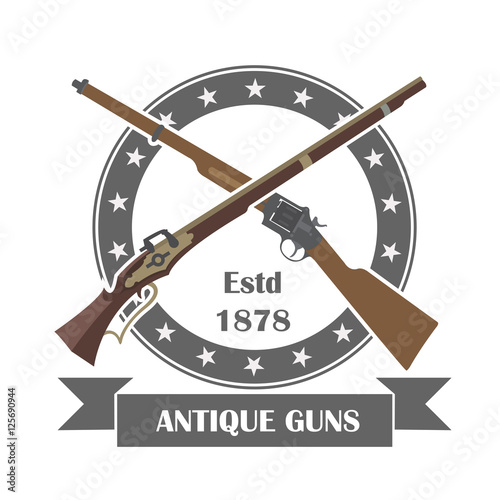 Firearm logo template. Guns, rifles badge. Flat design