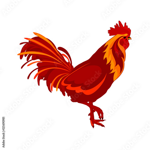 Red Cock. Vector Image. Happy New Year 2017