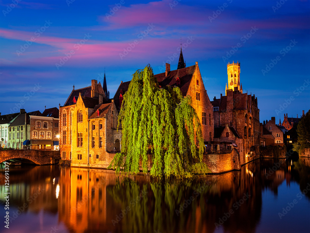 Obraz premium Famous view of Bruges, Belgium