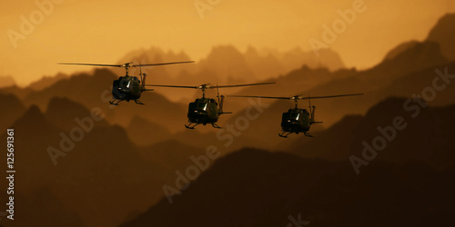 Helicopters at sunrise photo