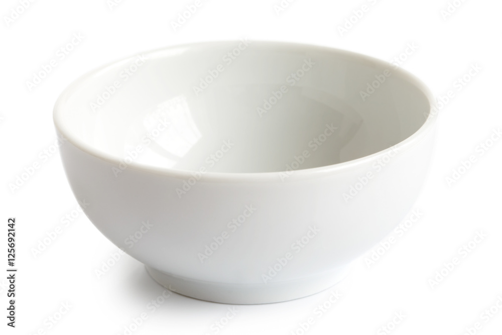 White empty ceramic bowl isolated on white. White empty ceramic bowl isolated on white.