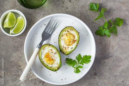 avocado baked with eggs