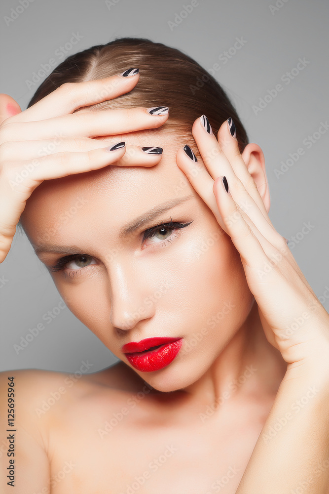 Beautiful natural woman with fashion make-up and blonde hair, portrait of an young girl isolated Beautiful natural woman with fashion make-up and blonde hair, portrait of an young girl isolated