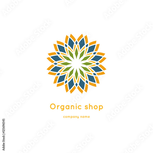 Beautiful circular logo for organic products, cosmetics, boutique.Eco