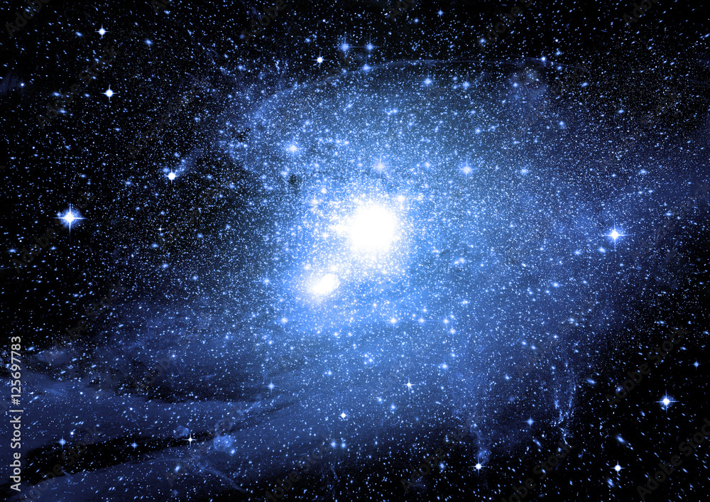 Fototapeta premium Stars, dust and gas nebula in a far galaxy