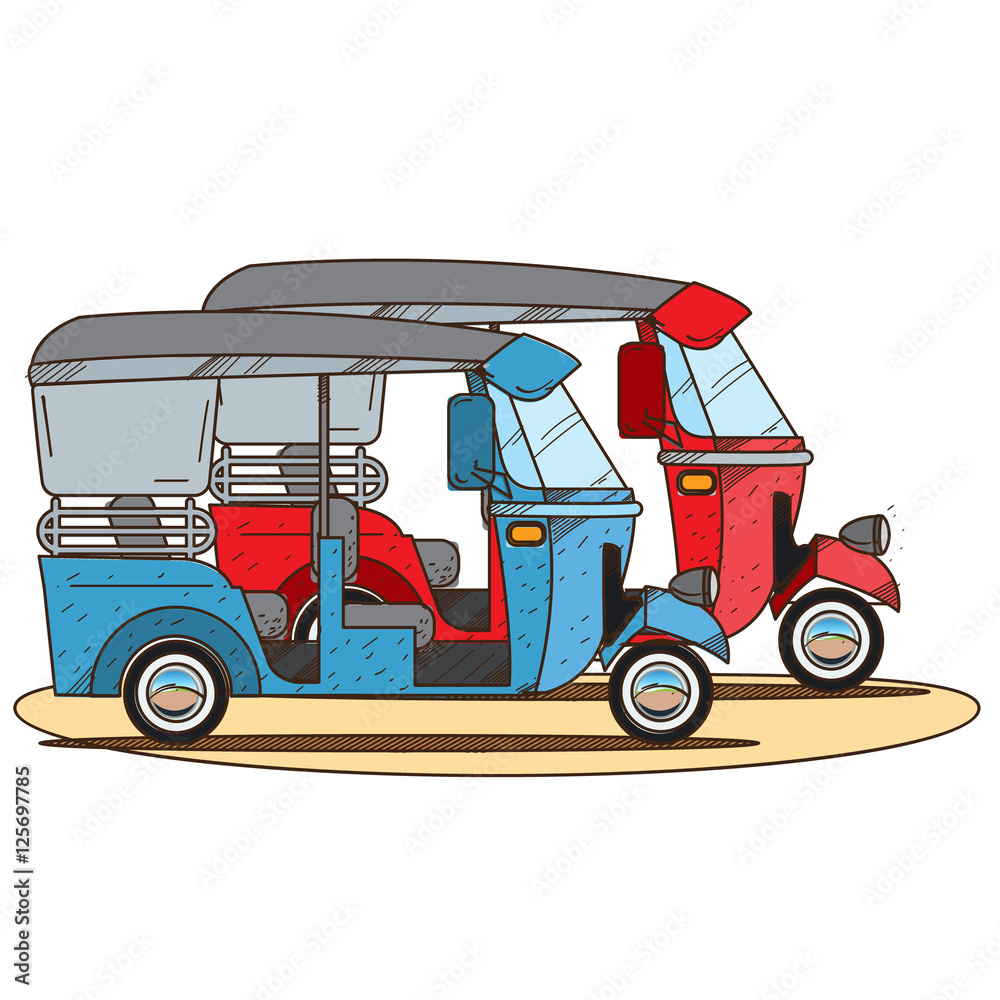 Vacation electric car. Illustrations on the theme of summer.
