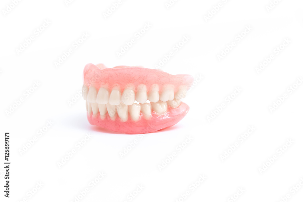 Fototapeta premium Full dentures on white background