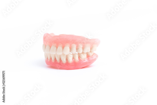 Full dentures on white background
