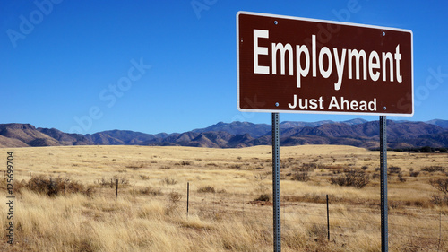 Employment brown road sign