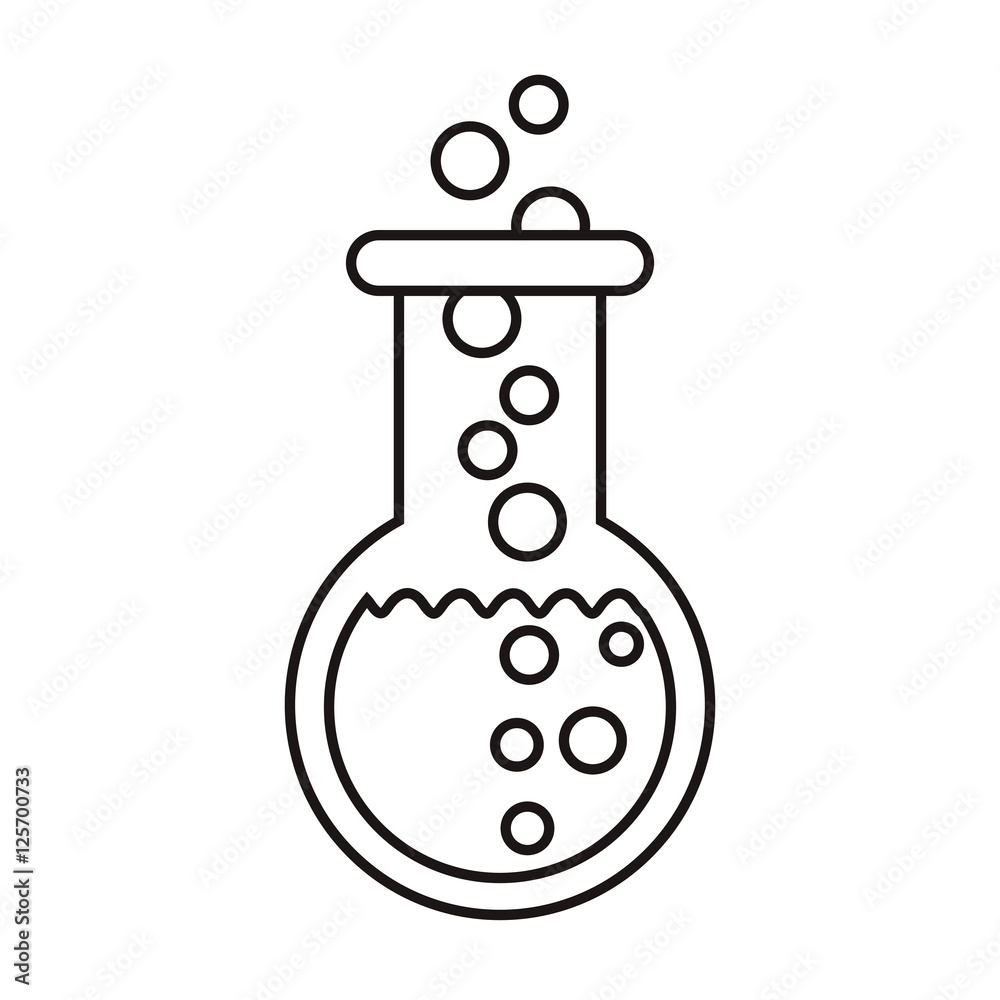 chemistry flask bottle with liquid over white background. vector