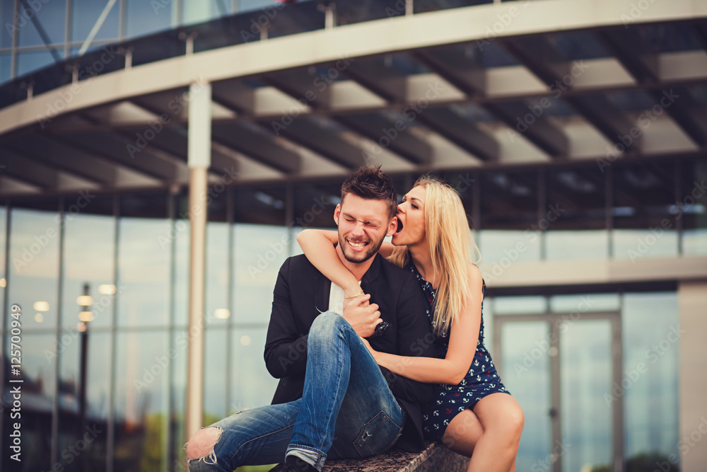 Fototapeta premium happy couple smiling