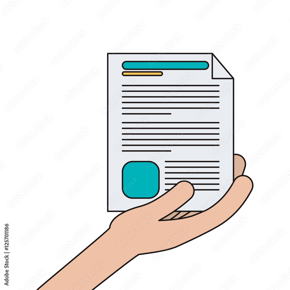 hand holding a paper page icon over white background. document sheet. vector illustration hand holding a paper page icon over white background. document sheet. vector illustration