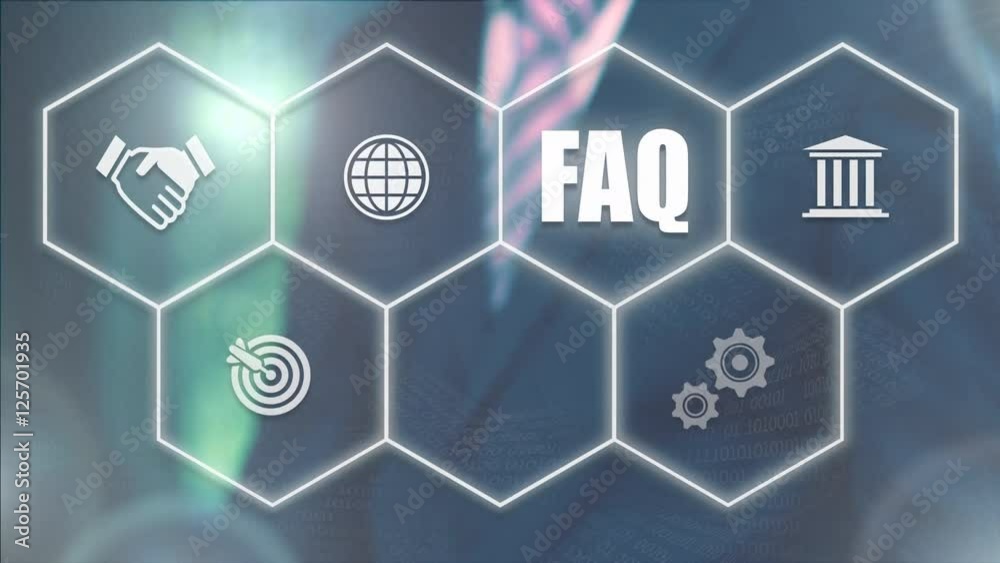 Businessman pressing a Business FAQ concept Businessman pressing a Business FAQ concept