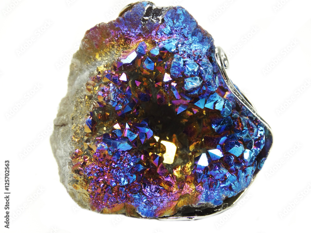 crystal quartz aura titan geode geological crystals - obrazy, fototapety, plakaty 