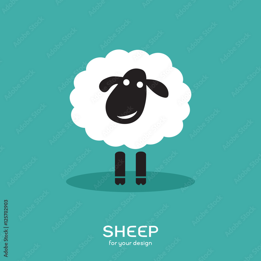 Obraz premium Vector of a sheep design on bluel background, Farm Animals.