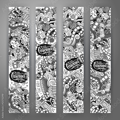 Cartoon vector doodles cinema banners