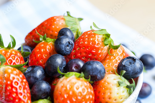 Fresh strawberries and blueberries
