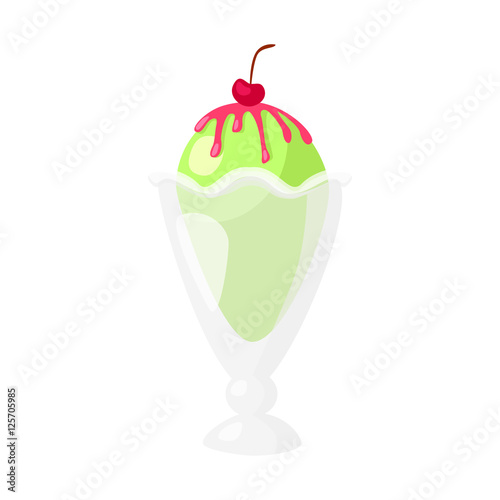 Funny cartoon cute ice cream. Isolated vector illustration. Flat icon. Beautiful sweet ice cream. Flat design. Vector clip art