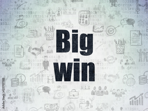 Business concept: Big Win on Digital Data Paper background