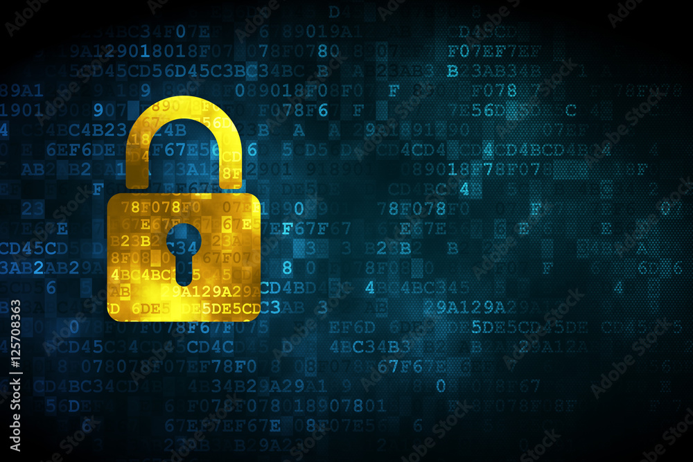 Safety concept: Closed Padlock on digital background Safety concept: Closed Padlock on digital background
