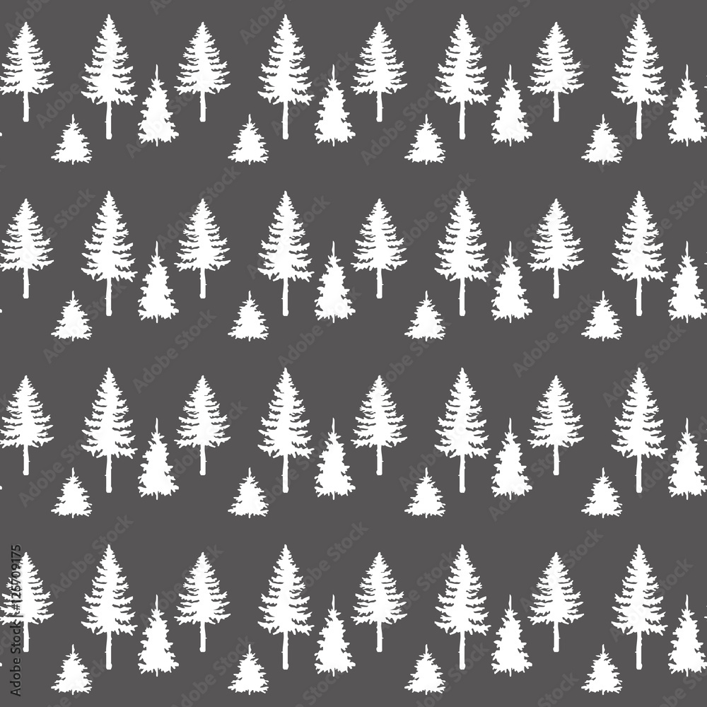 Obraz premium grey conifer seamless pattern