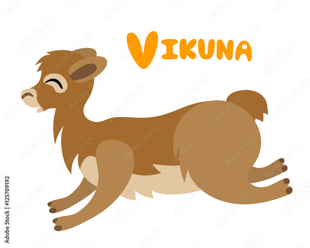 Vector letter V vicuna for children alphabet cute animal illustration Stock  Vector | Adobe Stock