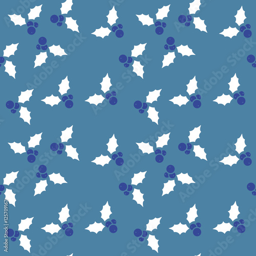 blue holly seamless pattern