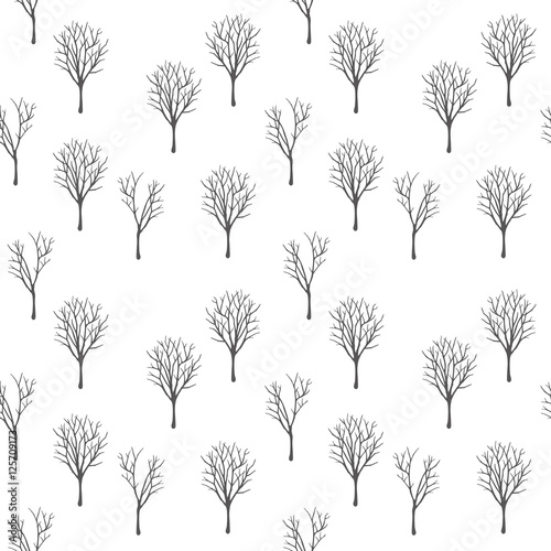 grey winter trees seamless pattern