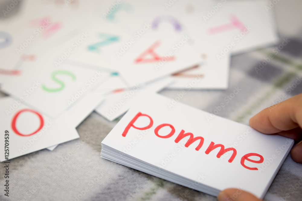 French; Learning the New Word with the Alphabet Cards; Writing A French; Learning the New Word with the Alphabet Cards; Writing A