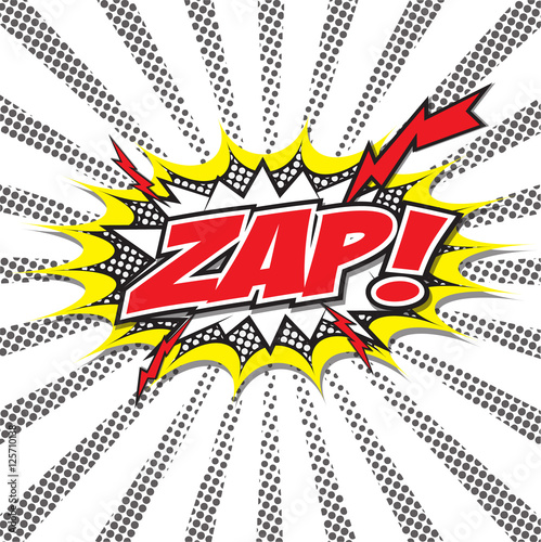 ZAP! wording sound effect set design for comic background, comic strip