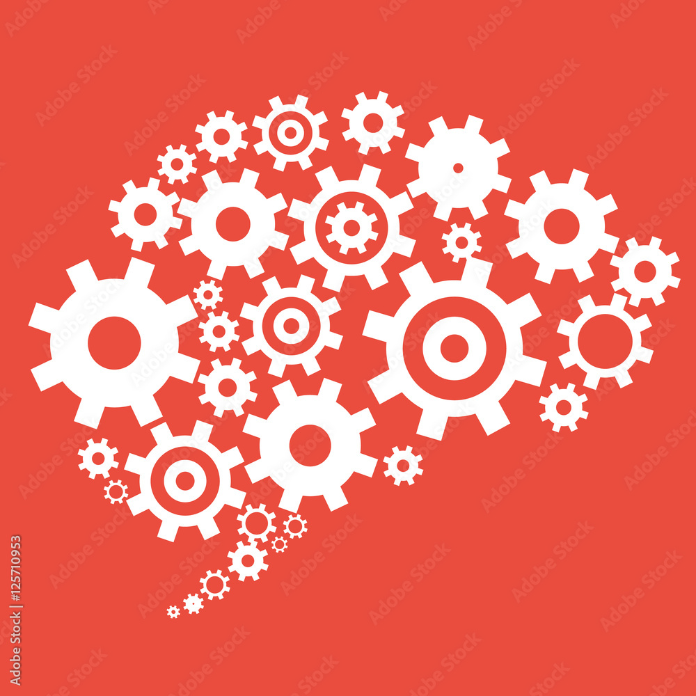 Cog wheels forming brain shape Cog wheels forming brain shape