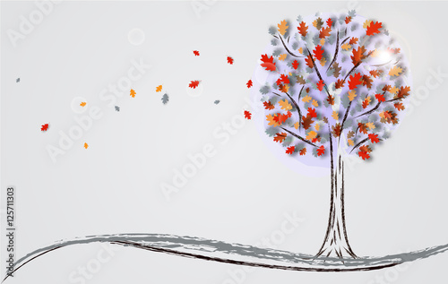 Autumn background with a tree