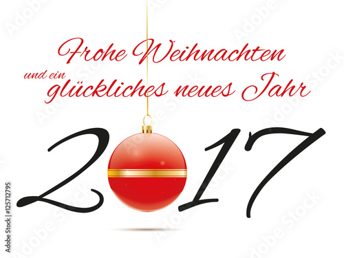 Weihnachten und Neujahr 2017 Grußkarte mit Christbaumkugel