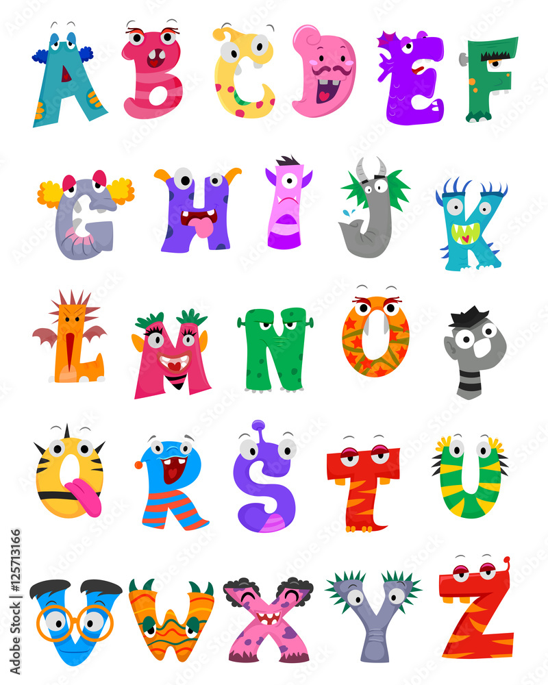 Vector Illustration of Set of Alphabet Monster Vector Illustration of Set of Alphabet Monster