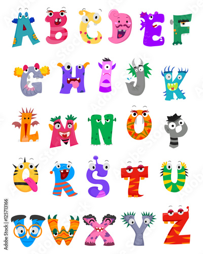 Vector Illustration of Set of Alphabet Monster