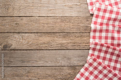  Tablecloth textile on wooden background
