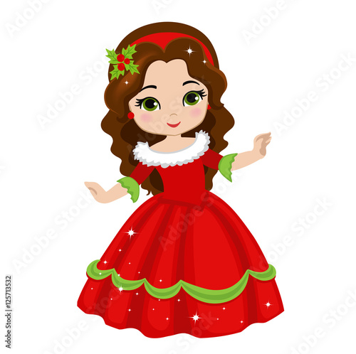 Illustration of beautiful winter christmas princess.