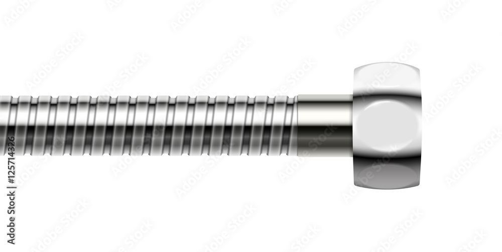 Vector shower hose with internal screw isolated on white backgro Vector shower hose with internal screw isolated on white backgro