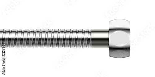 Vector shower hose with internal screw isolated on white backgro