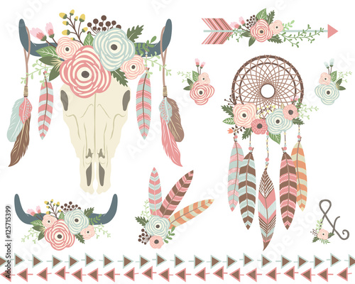 Floral Tribal Indian Elements