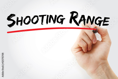 Hand writing Shooting range with marker, concept background