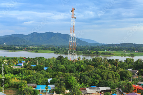 telecommunication tower in village